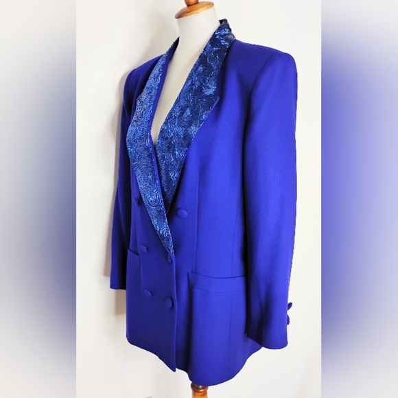 VINTAGE NOLAN MILLER STUNNING ROYAL PURPLE BEADED JACKET - Picture 2 of 12